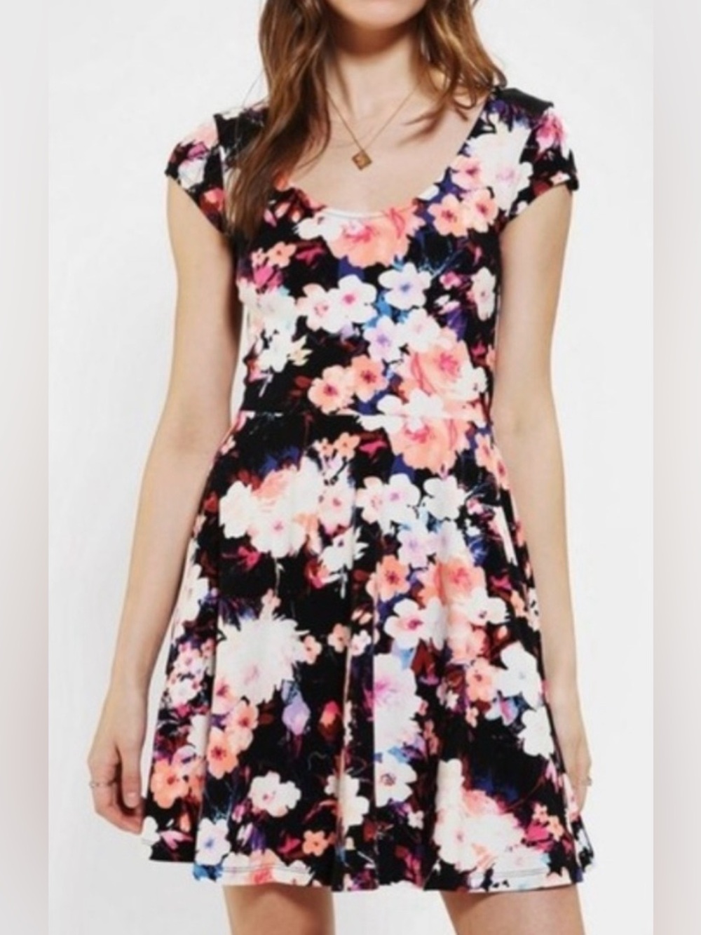 Skater skirted floral minidress